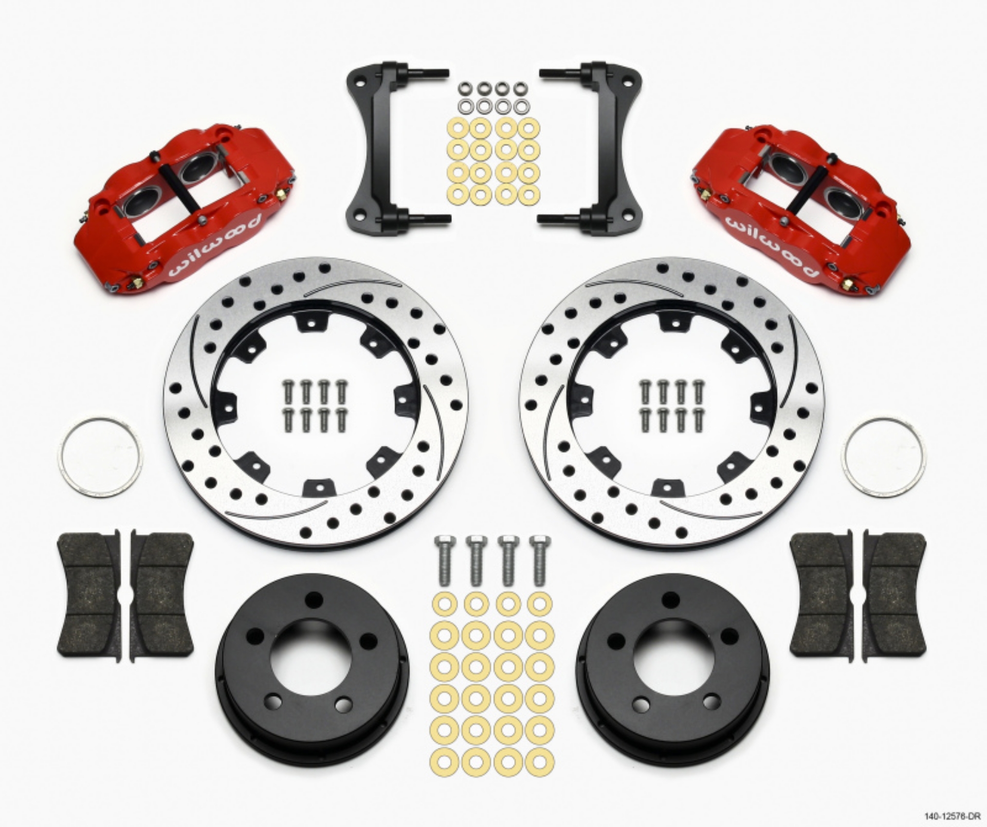 Picture of Wilwood Narrow Superlite 4R Front Kit 12-19in Drilled Red 87-89 Jeep YJ