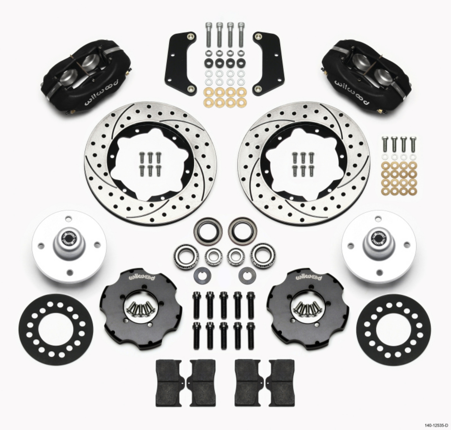 Picture of Wilwood Forged Dynalite Front Kit 10-75in Drilled Red 64-65 Mustang 6 Cylinder 4-lug