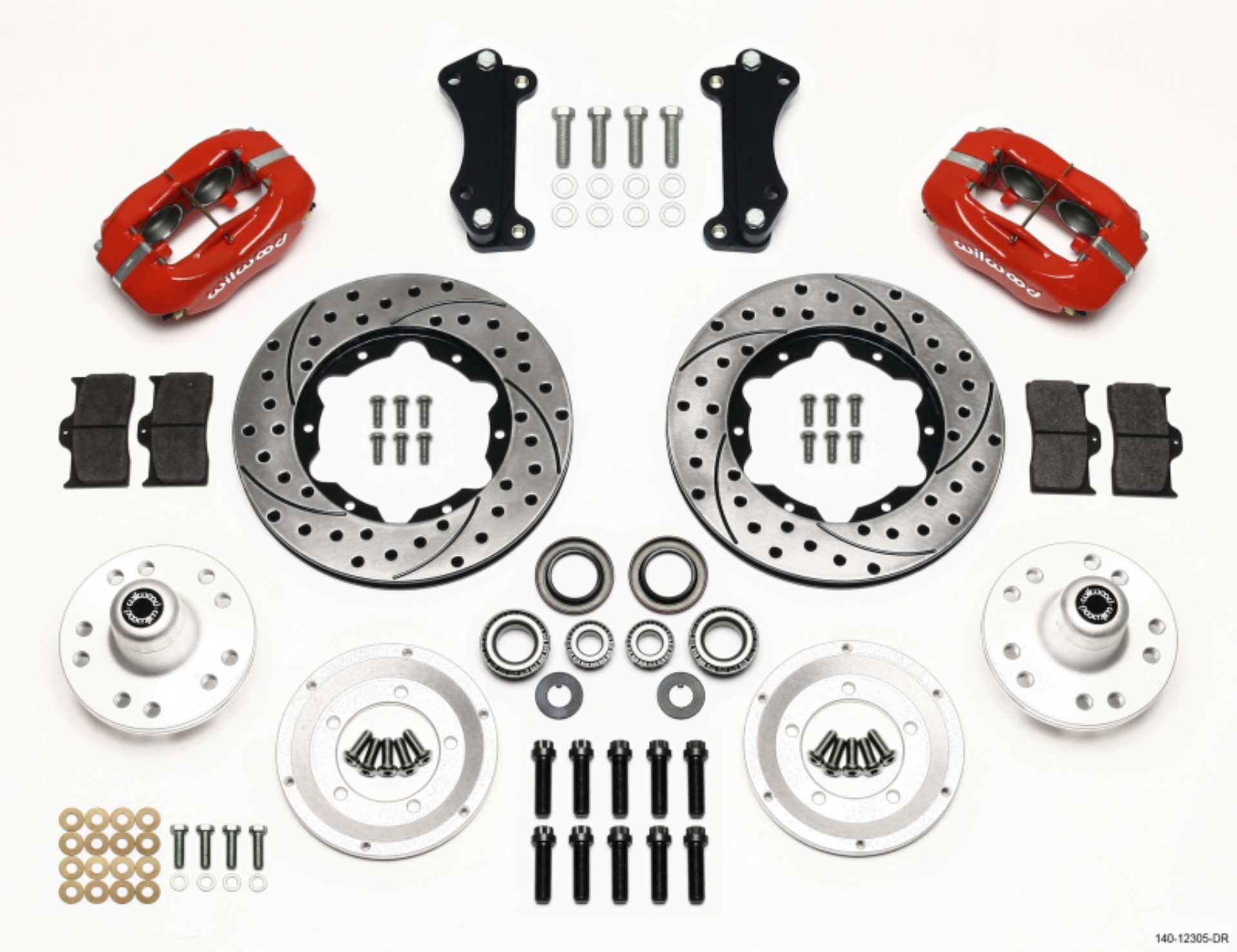 Picture of Wilwood Forged Dynalite Front Kit 11-00in Drill-Red Heidts Tri -5 2 inch Drop Spindle