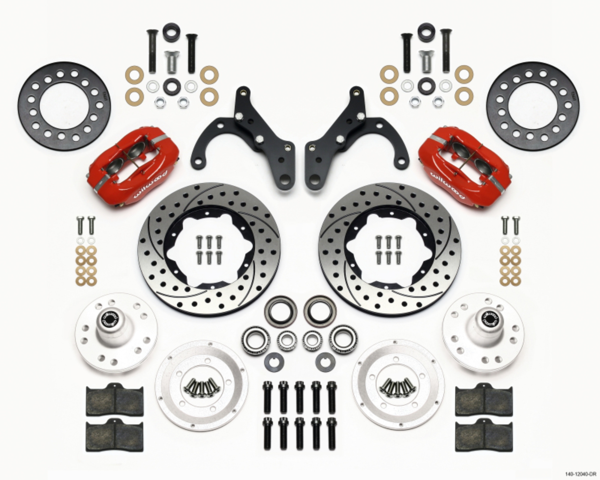 Picture of Wilwood Forged Dynalite Front Kit 11-00in Drill-Red 69-70 Impala Drum-Disc 69-82 Vette