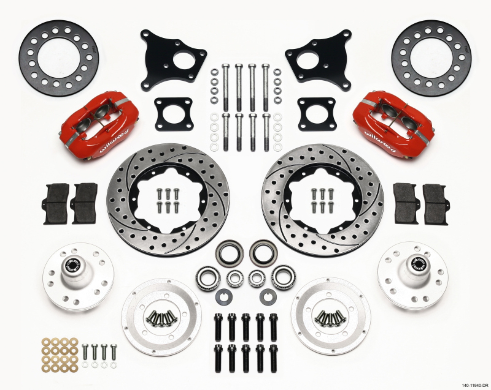 Picture of Wilwood Forged Dynalite Front Kit 11-00in Drill-Red AMC 71-76 OE Disc w-o Bendix Brakes