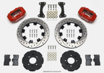 Picture of Wilwood Forged Dynalite Front Hat Kit 12-19in Drilled Red 90-99 Civic w-240 mm Disc