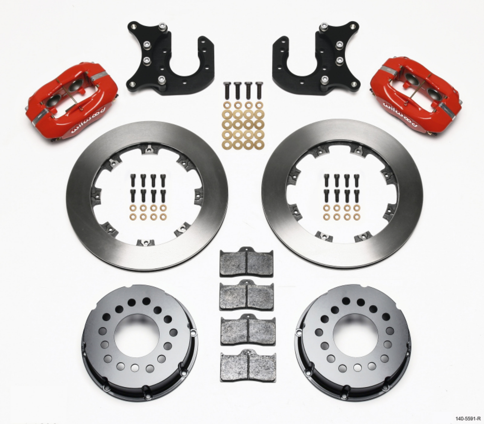 Picture of Wilwood Forged Dynalite P-S Rear Kit Red Mopar-Dana 2-36in Off w-Snap Ring Brng
