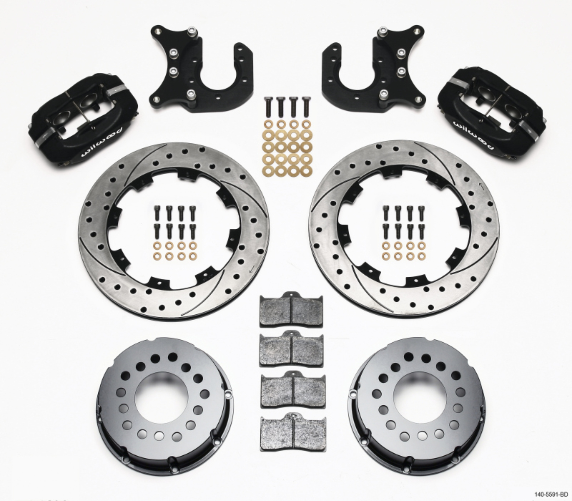 Picture of Wilwood Forged Dynalite P-S Rear Kit Drilled Rotor Mopar-Dana 2-36in Off w-Snap Ring Brng