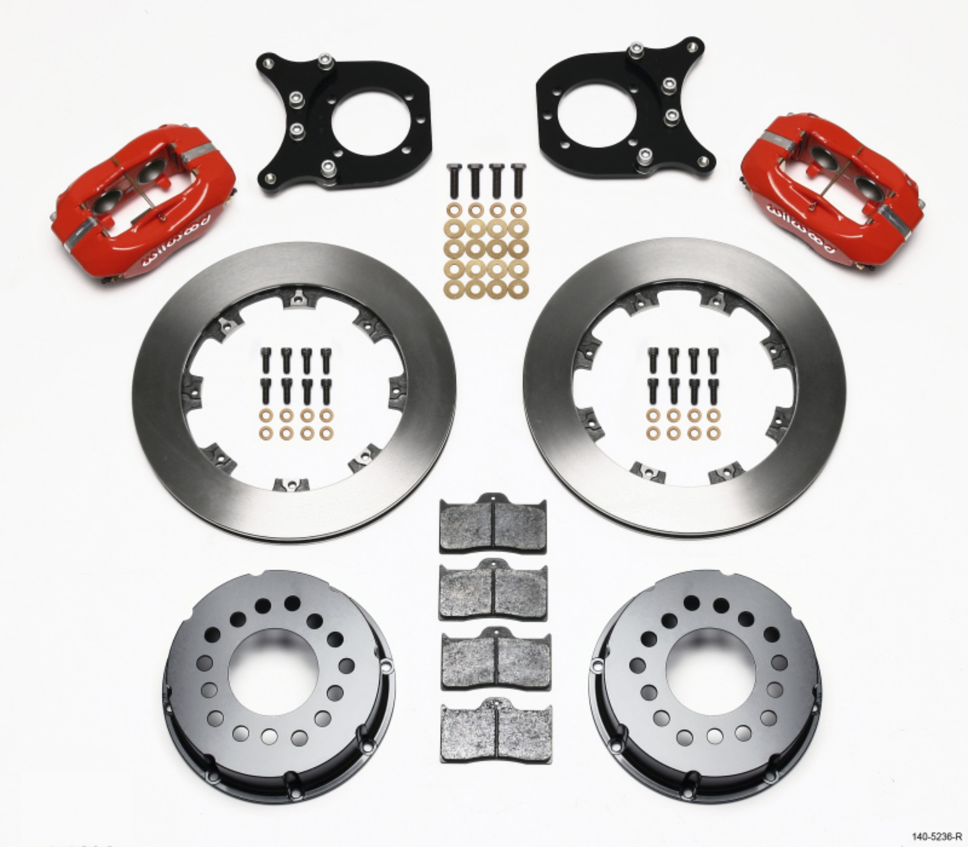 Picture of Wilwood Forged Dynalite P-S Rear Kit Red Chev 12 Bolt w-Clip Eliminator
