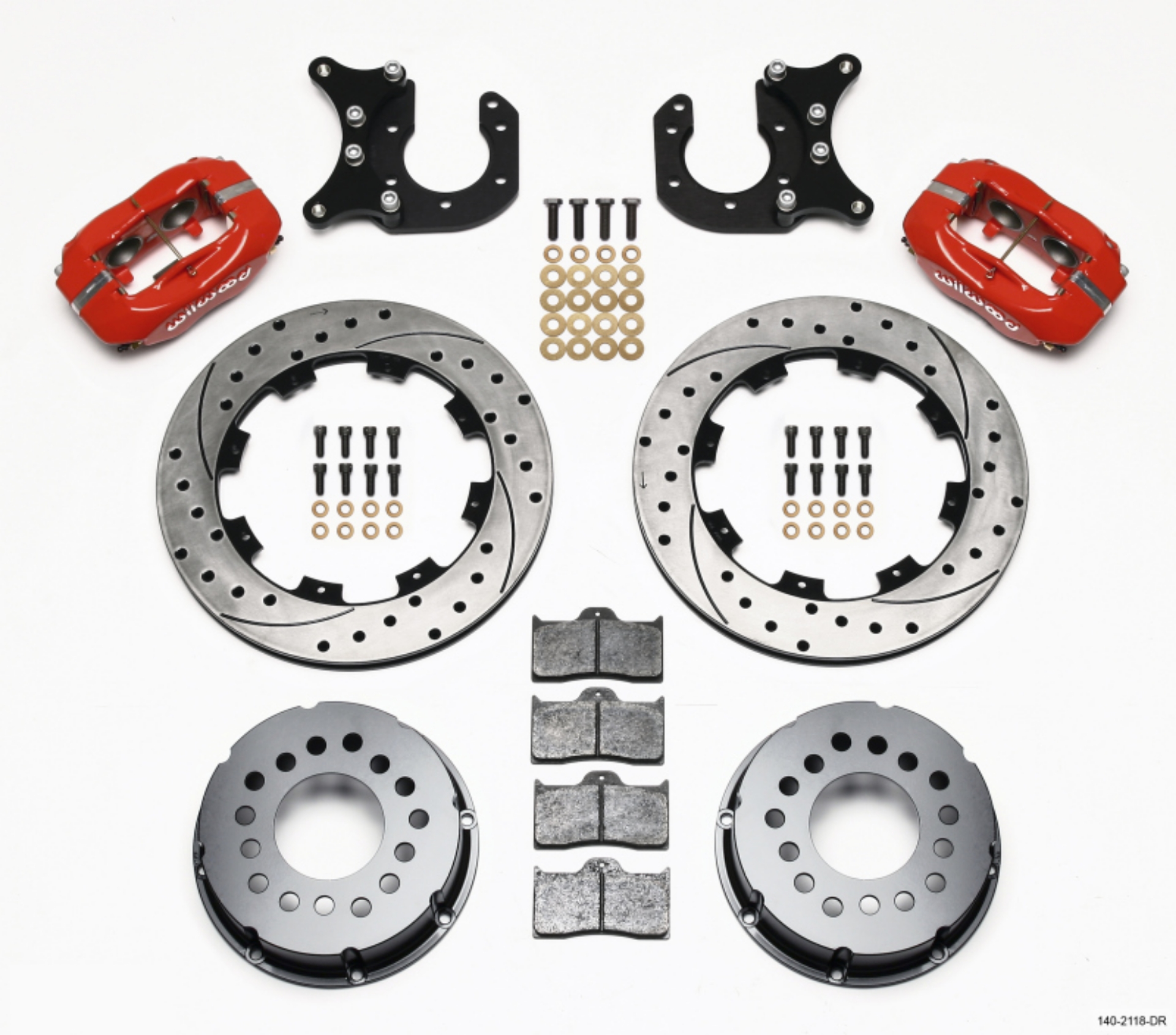Picture of Wilwood Forged Dynalite P-S Rear Kit Drilled Red New Big Ford 2-50in Offset