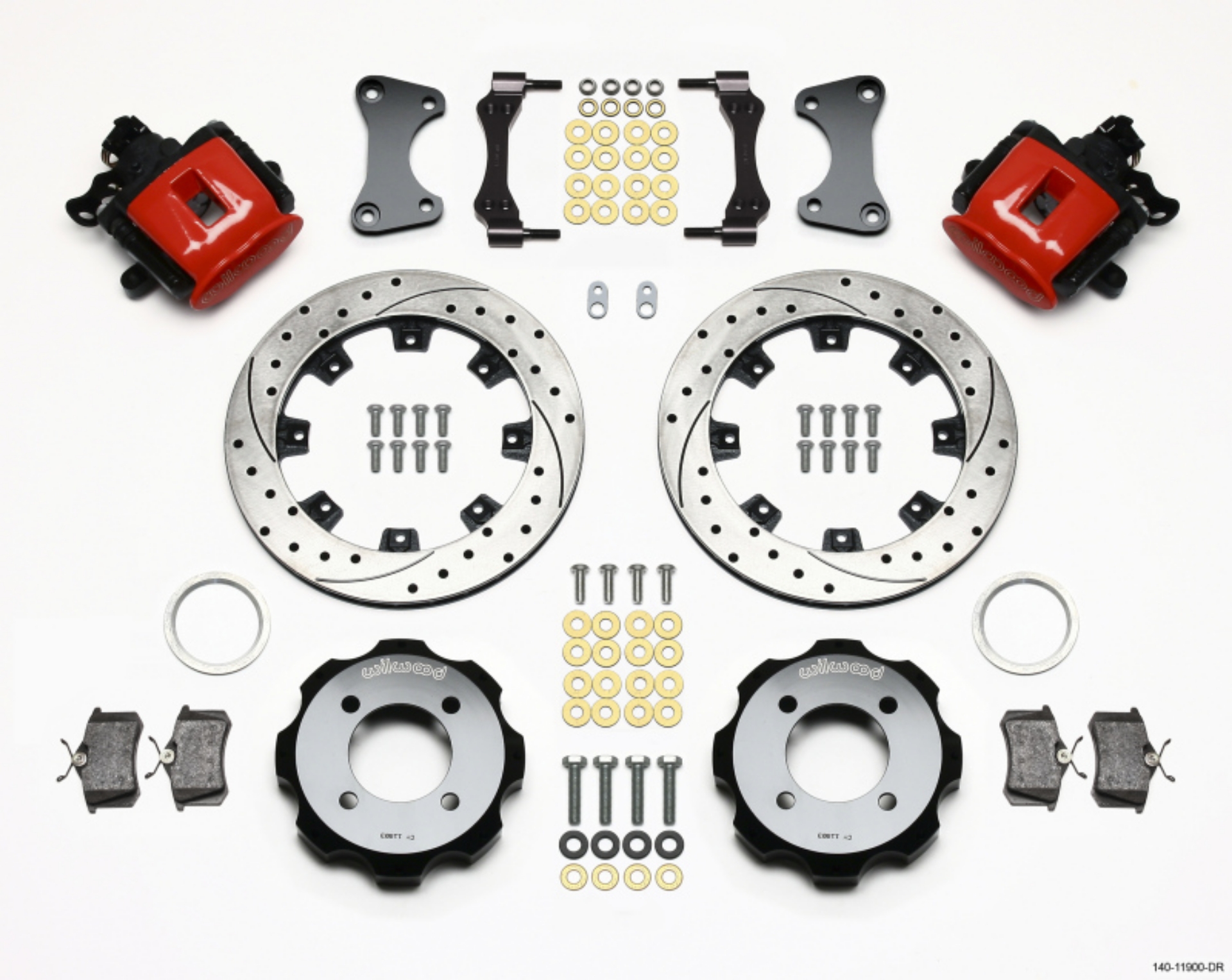 Picture of Wilwood Combination Parking Brake Rear Kit 11-75in Drilled Red 2011 Fiesta Rear