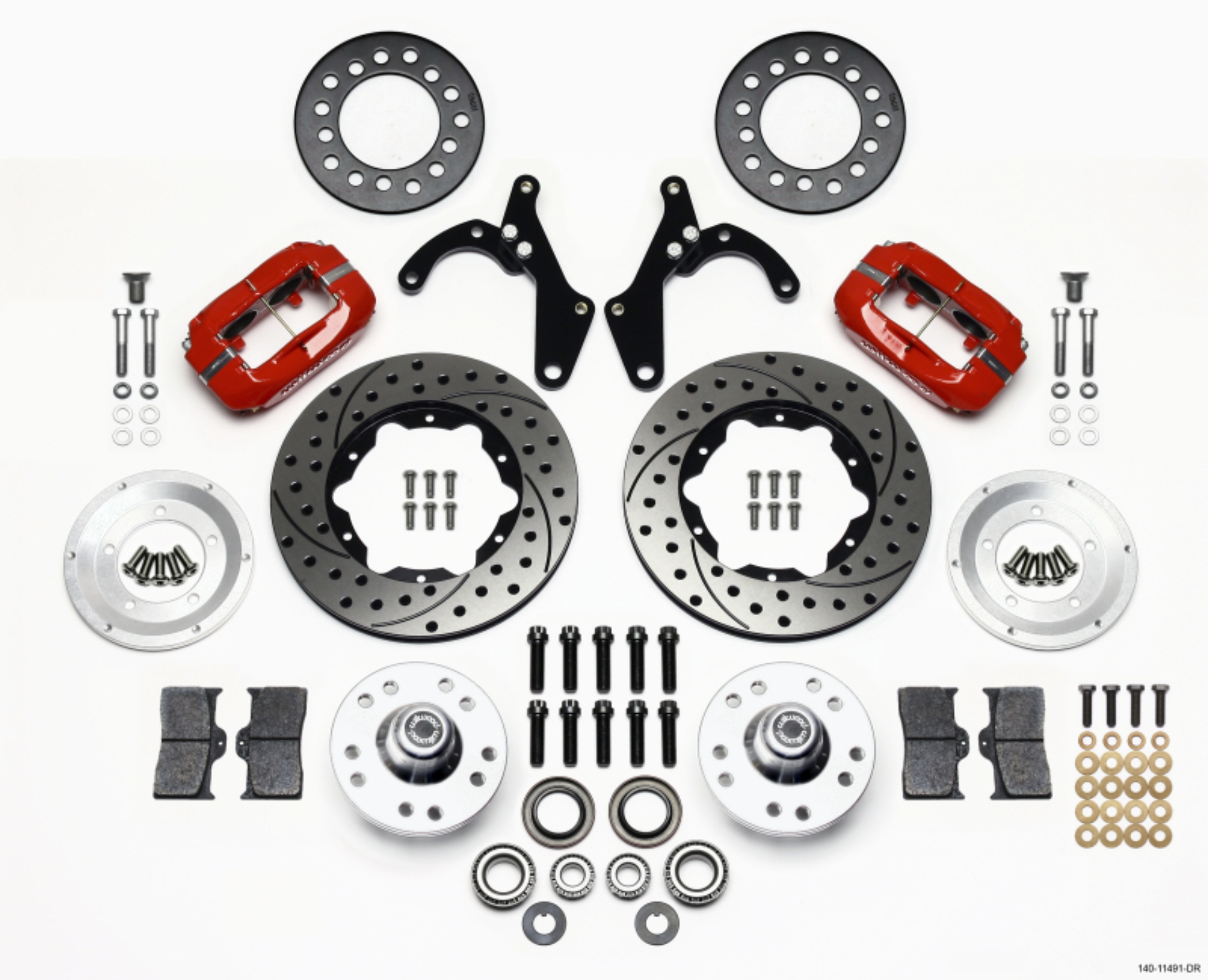 Picture of Wilwood Forged Dynalite Front Kit 11-00in Drill-Red 55-57 Chevy
