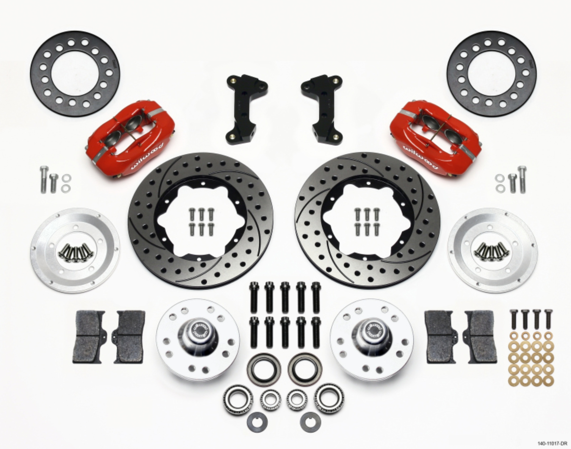 Picture of Wilwood Forged Dynalite Front Kit 11-00in Drill-Red 74-80 Pinto-Mustang II Disc Spindle only