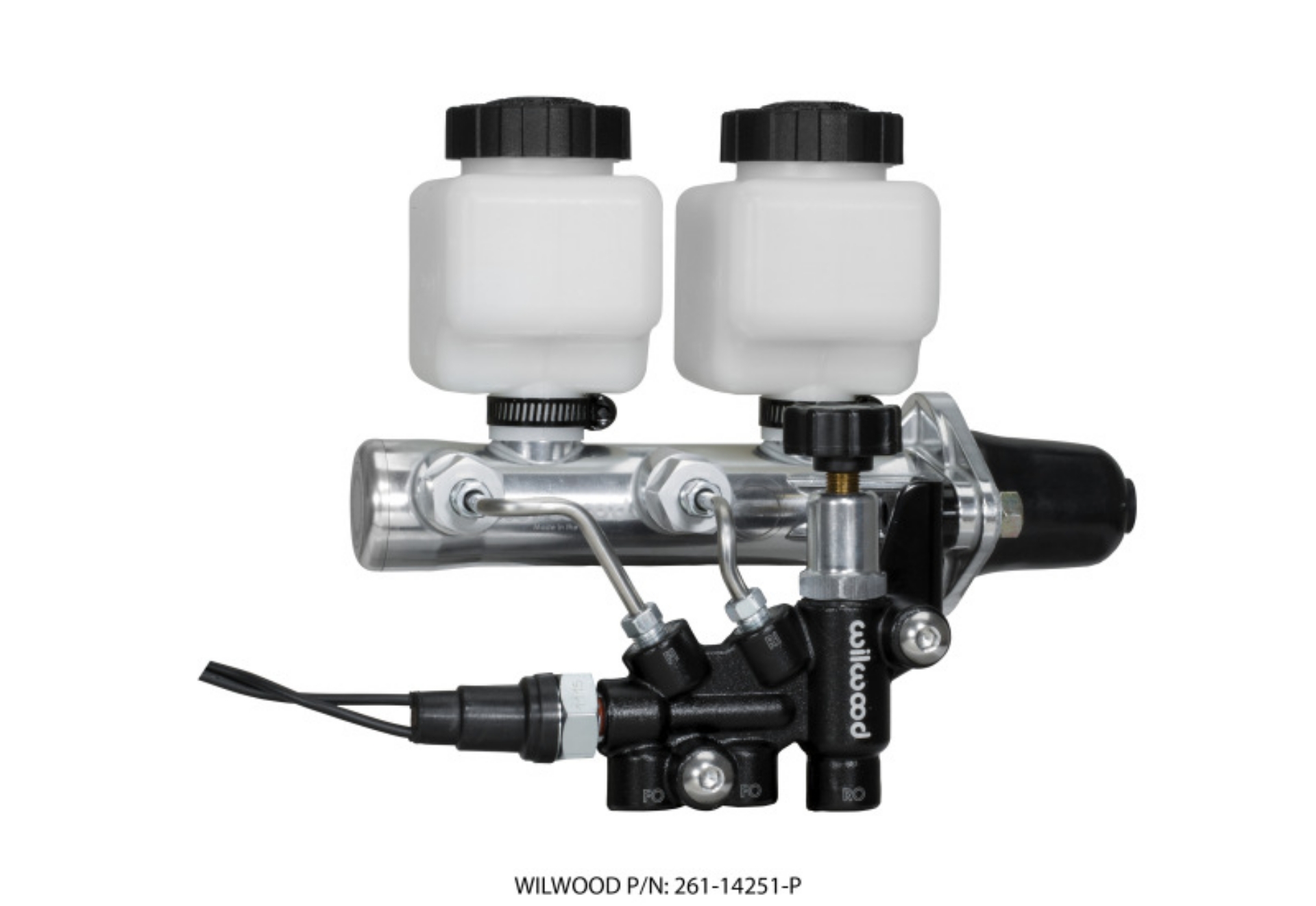 Picture of Wilwood Tandem Remote M-C Kit w L-H Brkt & Prop Valve - 1in Bore Ball Burnished