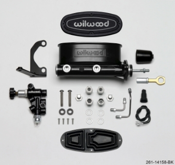 Picture of Wilwood HV Tandem M-C Kit w L-H Bracket & Prop Valve - 15-16in Bore Black-W-Push- - Early Mustang