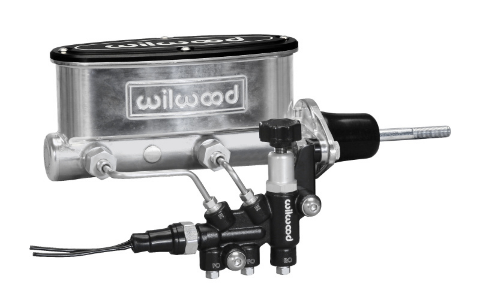 Picture of Wilwood HV Tandem M-C Kit w L-H Bracket & Prop Valve - 15-16in Bore Ball Burnished-W-Pushrod
