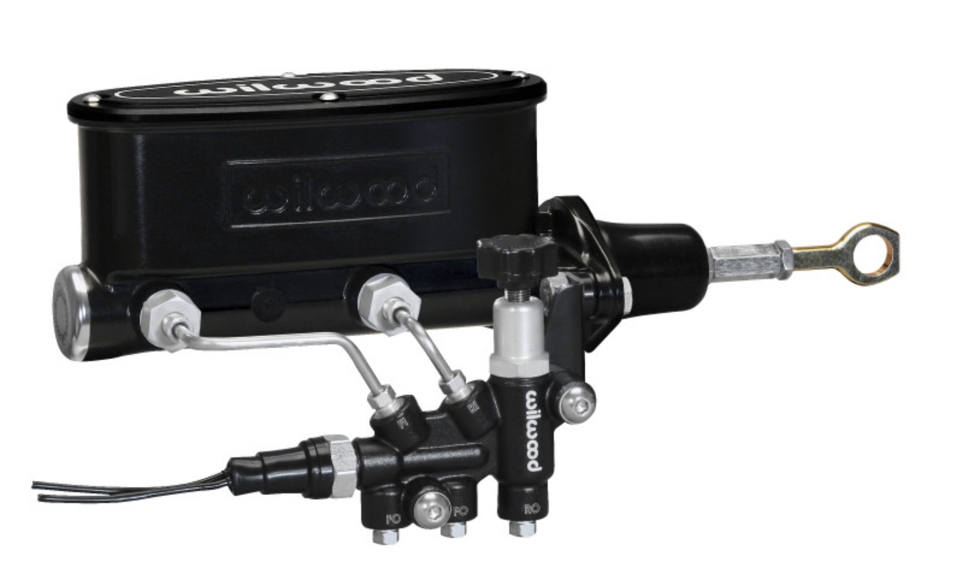 Picture of Wilwood HV Tandem M-C Kit w L-H Bracket & Prop Valve - 7-8in Bore Black-W-Push- - Early Mustang