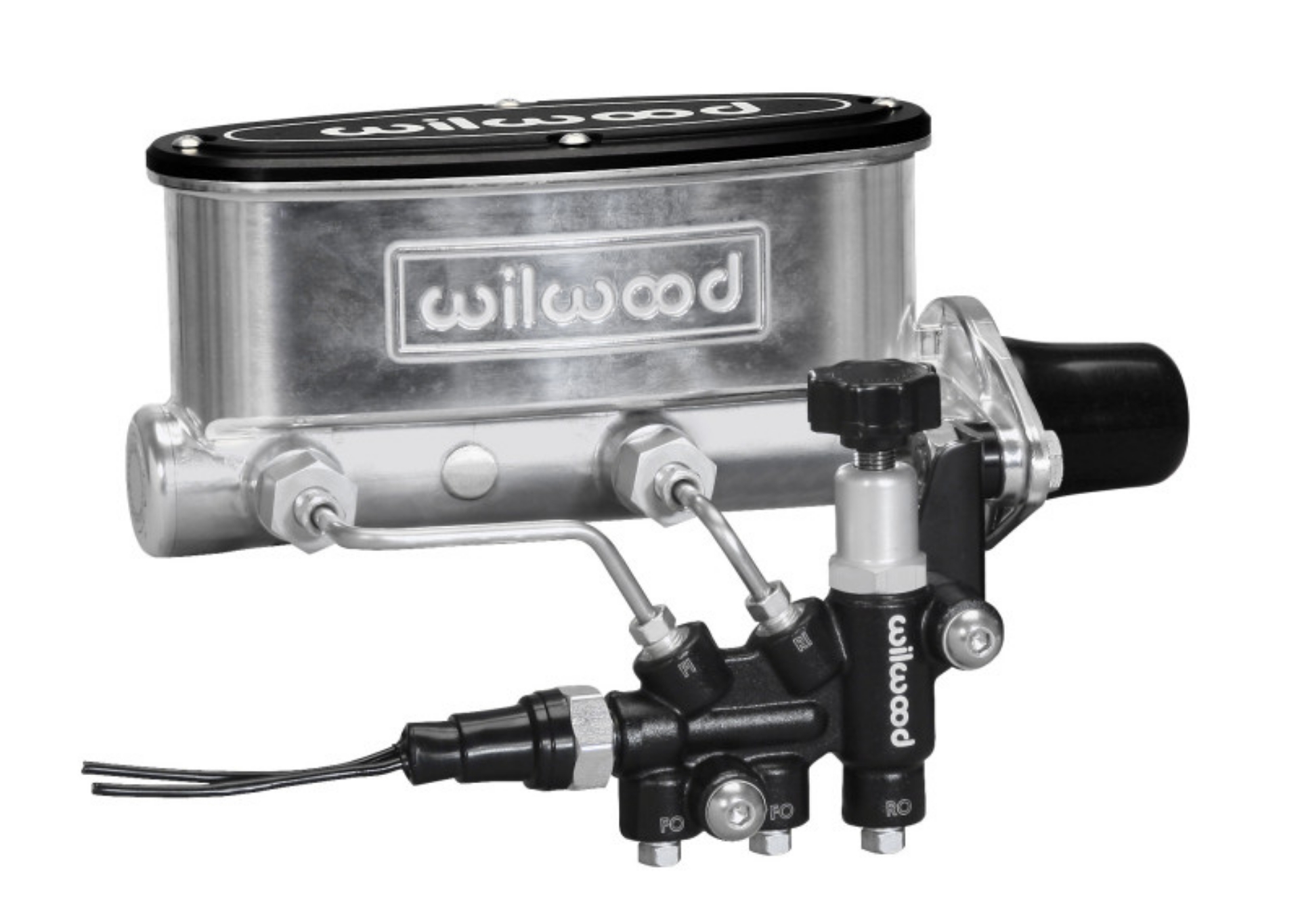 Picture of Wilwood HV Tandem M-C Kit w L-H Bracket & Prop Valve - 1in Bore Ball Burnished