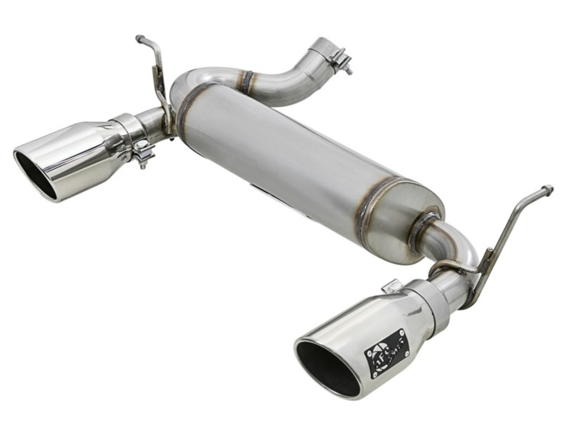 Picture of aFe Rebel Series 2-5in 409 SS Axle-Back Exhaust w-Polished Tips 07+ Jeep Wrangler JK V6 3-6L-3-8L