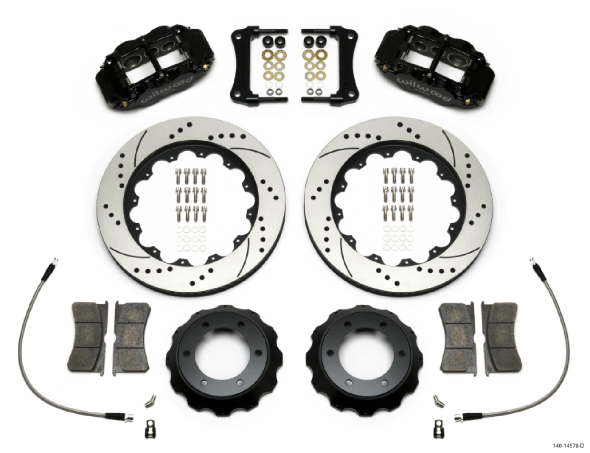 Picture of Wilwood Narrow Superlite Black 6R Front Kit 14in Drilled Rotor w- Lines 05-15 Toyota Tacoma
