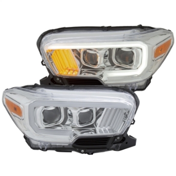 Picture of ANZO 2016-2017 Toyota Tacoma Projector Headlights w- Plank Style Design Chrome-Amber w- DRL