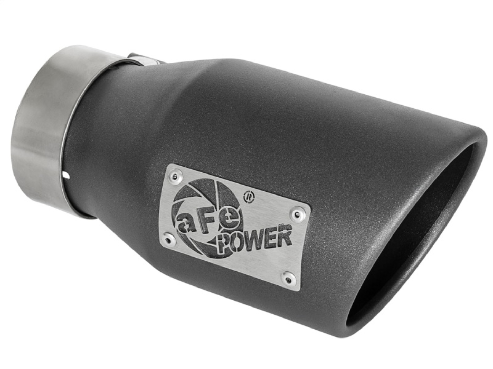 Picture of aFe MACH Force-Xp 3in 304 SS Metallic Black Exhaust Tip 3in In x 4-1-2in Out x 9in L Clamp-On Right