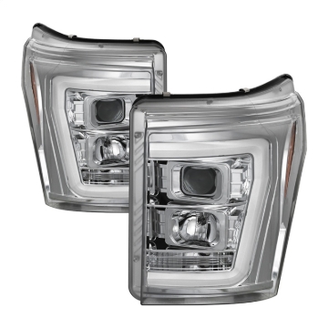 Picture of Spyder 11-16 Ford F-250-F-350 V2 Projector Headlights - Light Bar DRL - Chrome PRO-YD-FS11V2-LB-C