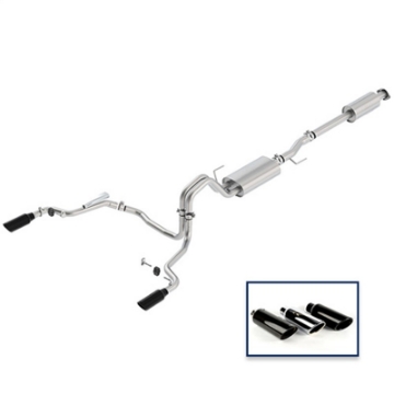 Picture of Ford Racing 15-18 F-150 5-0L Cat-Back Touring Exhaust System - Rear Exit Black Chrome Tips