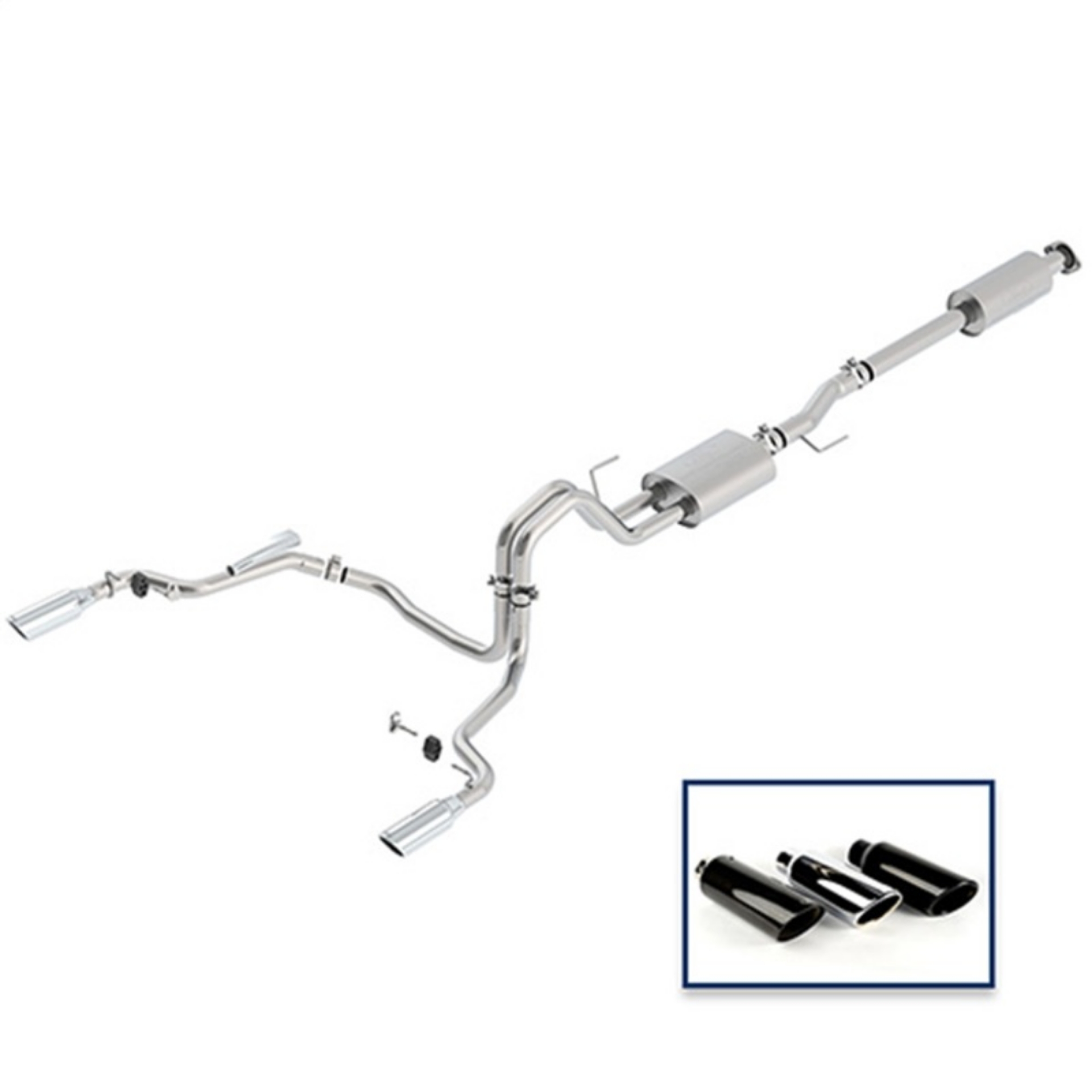 Picture of Ford Racing 15-18 F-150 5-0L Cat-Back Touring Exhaust System - Rear Exit Chrome Tips