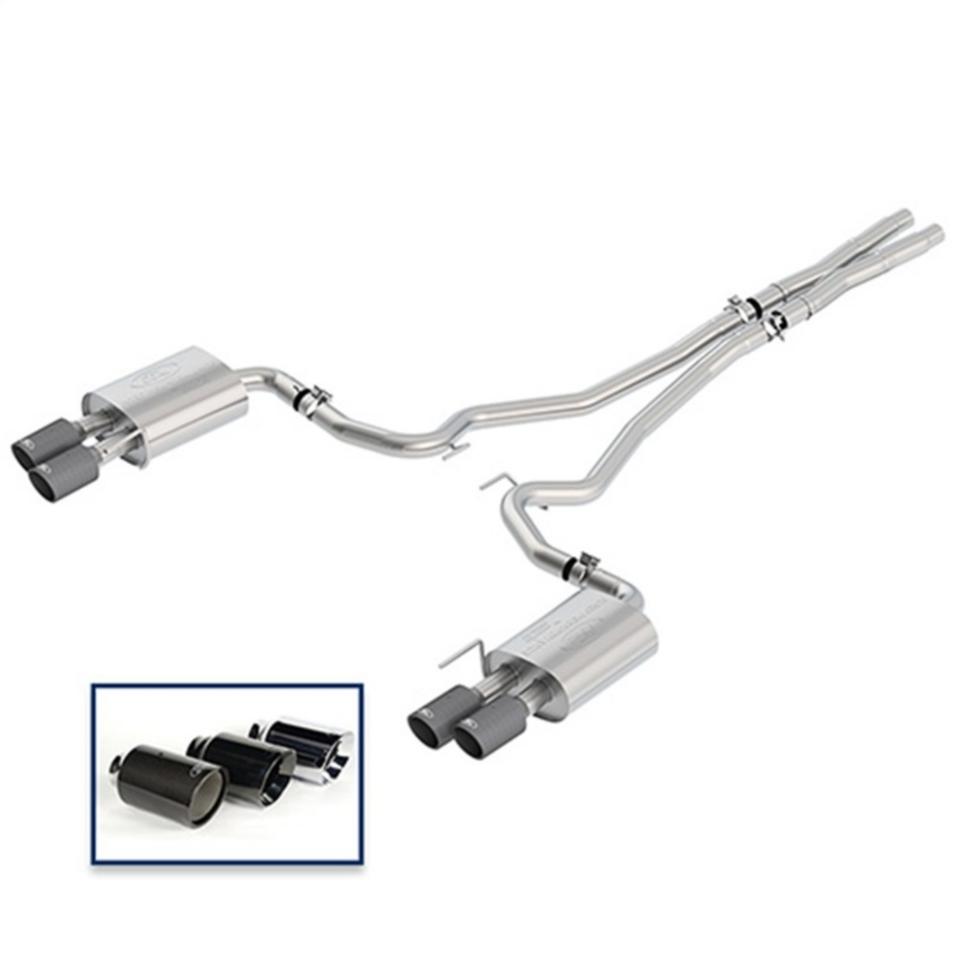 Picture of Ford Racing 18+ Mustang GT 5-0L Cat-Back Touring Exhaust System w-Carbon Fiber Tips