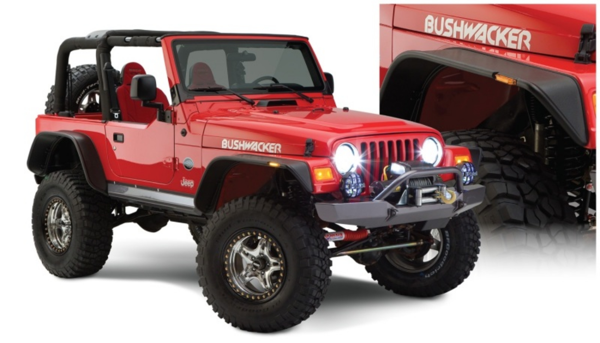 Picture of Bushwacker 97-06 Jeep Wrangler Flat Style Flares 4pc - Black