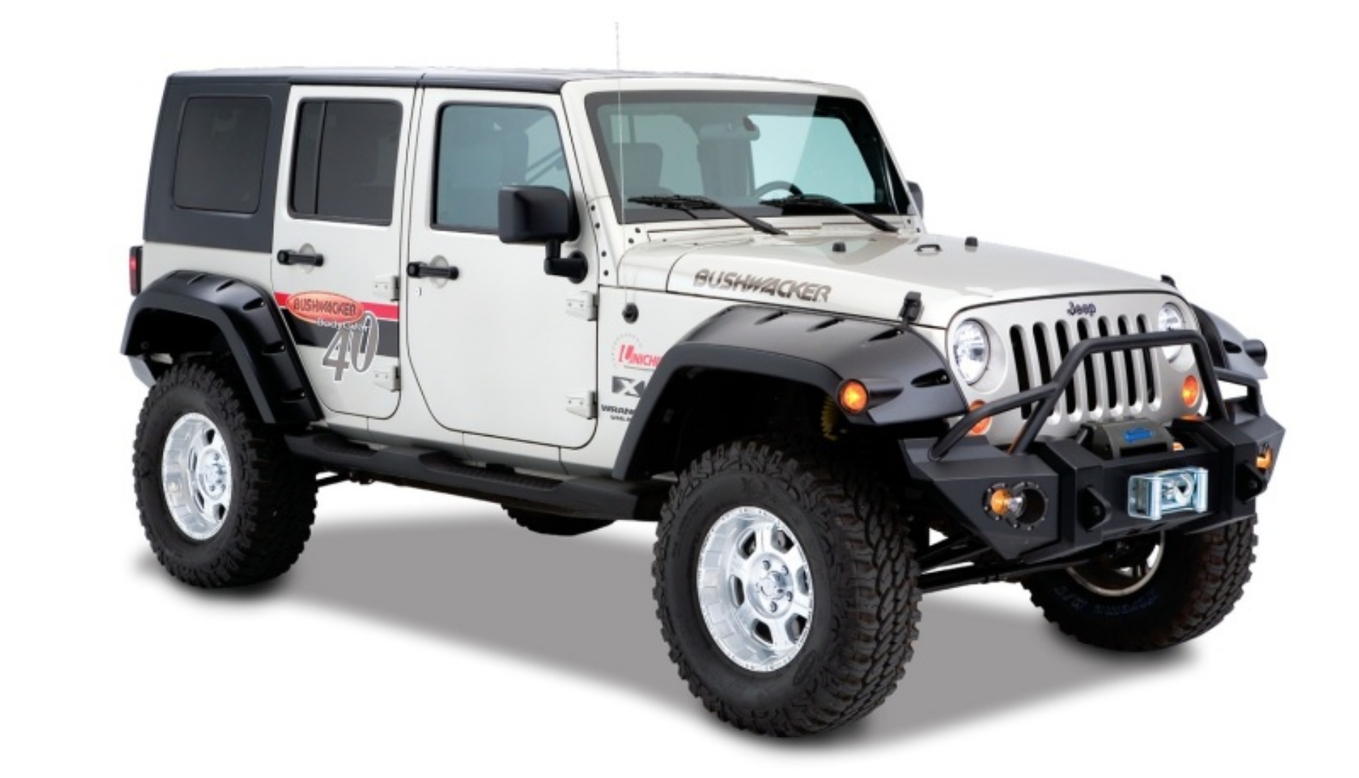 Picture of Bushwacker 07-18 Jeep Wrangler Unlimited Max Pocket Style Flares 2pc Extended Coverage - Black