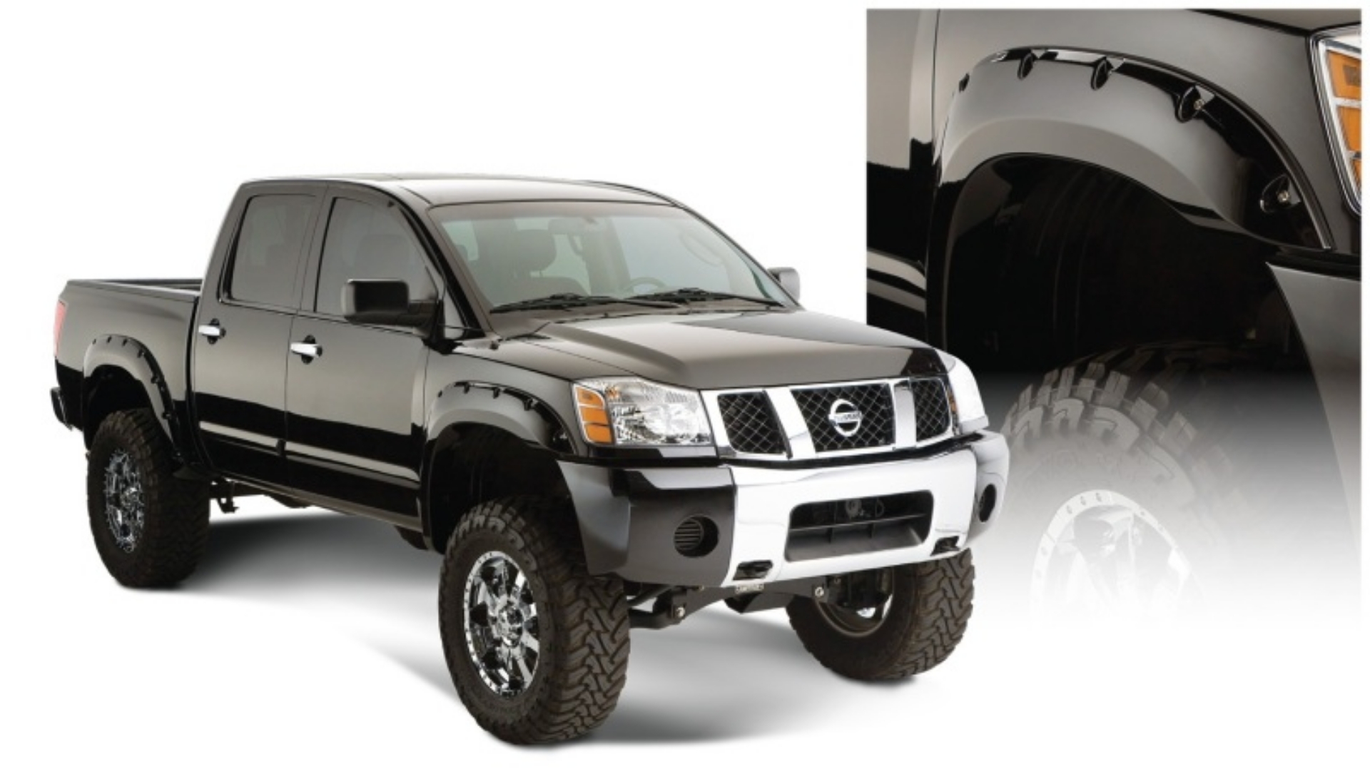 Picture of Bushwacker 04-15 Nissan Titan Pocket Style Flares 2pc - Black