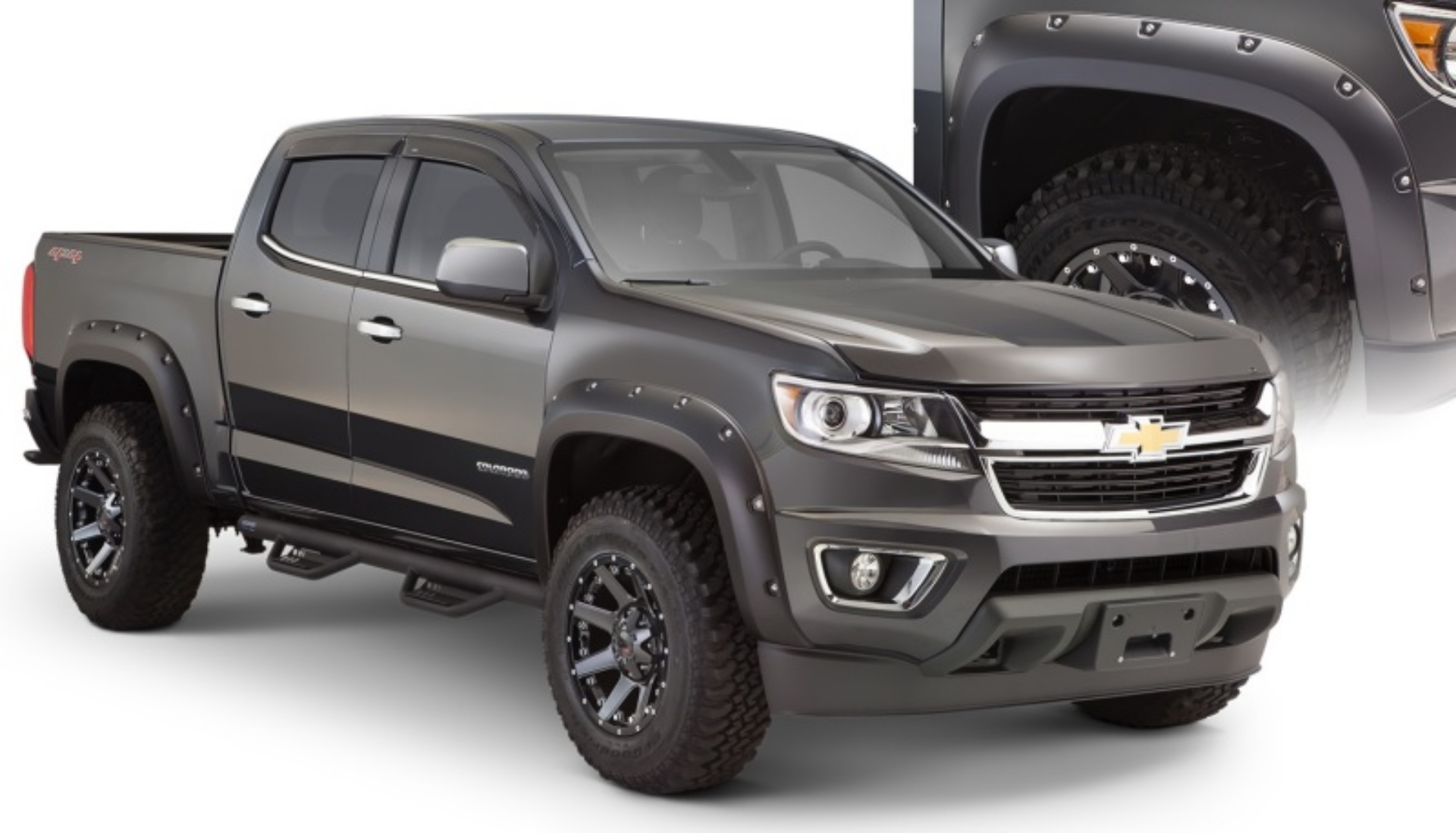 Picture of Bushwacker 15-18 Chevy ado Fleetside Pocket Style Flares 4pc 74-0in Bed - Black