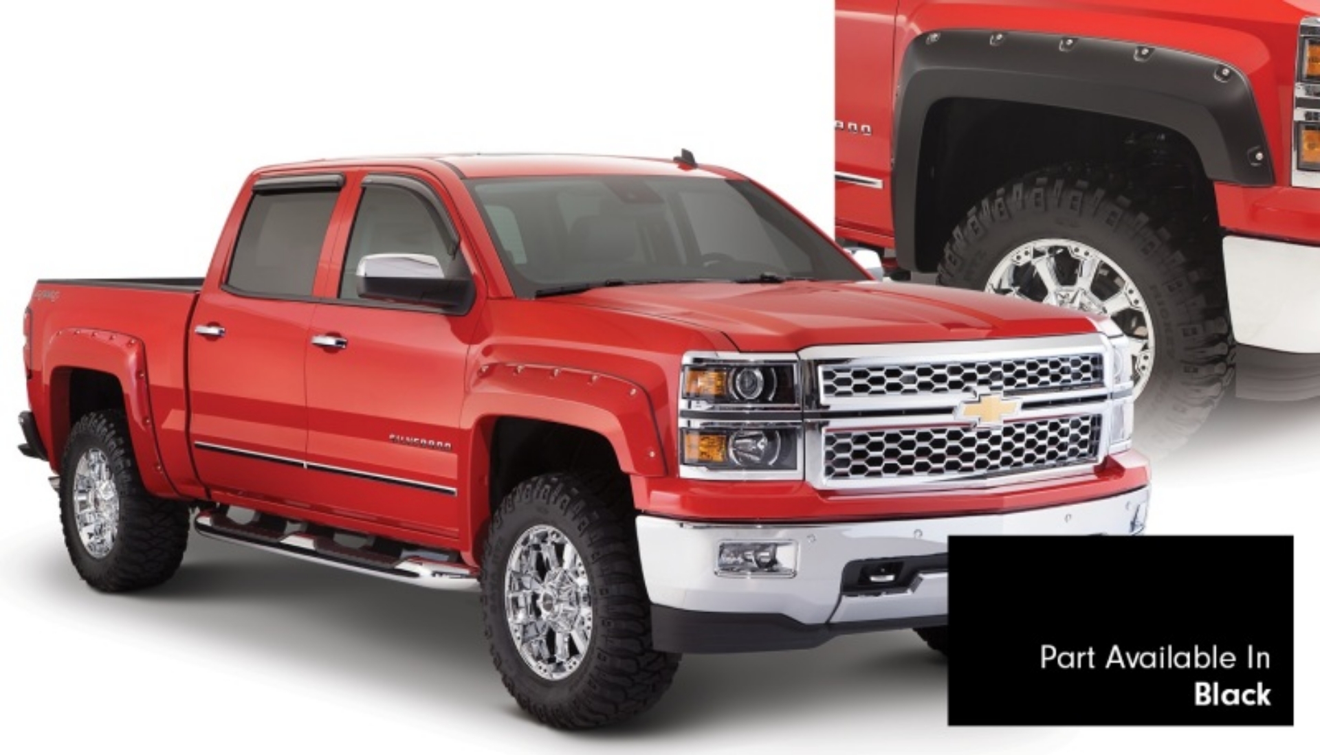 Picture of Bushwacker 16-18 Chevy Silverado 1500 Fleetside Pocket Style Flares 4pc 69-3in Bed - Black