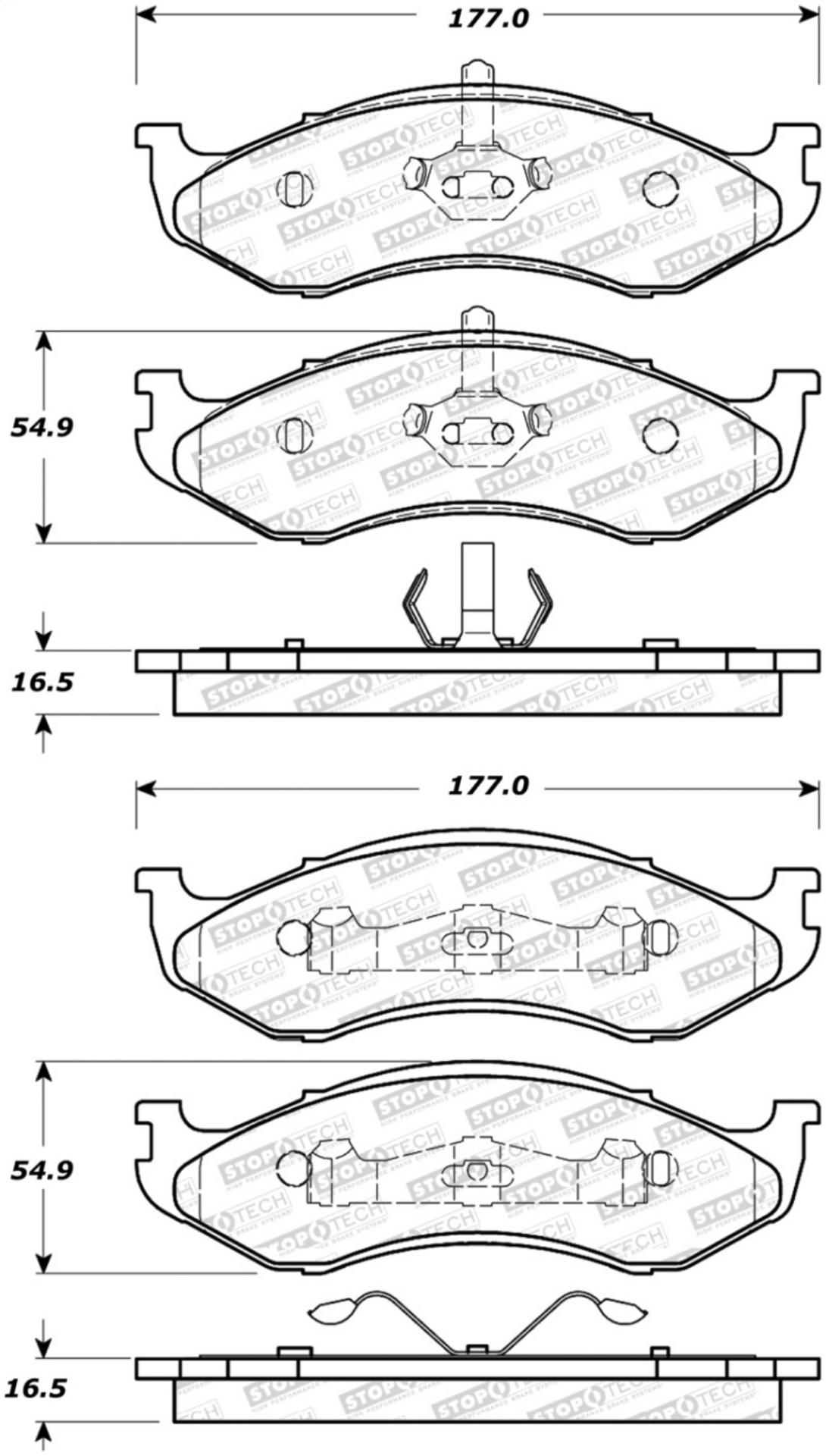 Picture of StopTech 92-01 Jeep Cherokee Street Performance Front Brake Pads