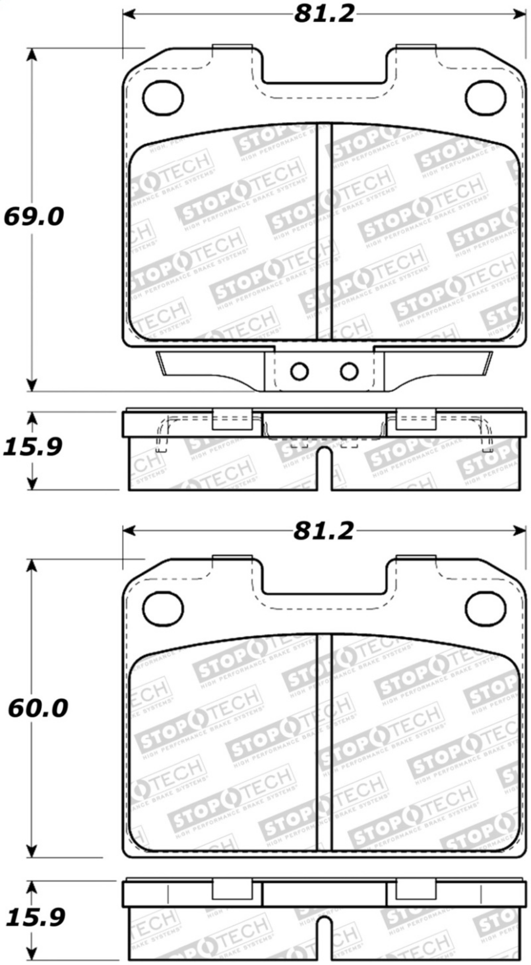 Picture of StopTech 93-99 Mitsubishi 3000GT Street Performance Rear Brake Pads