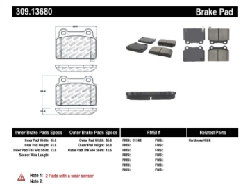 Picture of StopTech Performance 08+ Mitsubishi Evolution X Rear Brake Pads