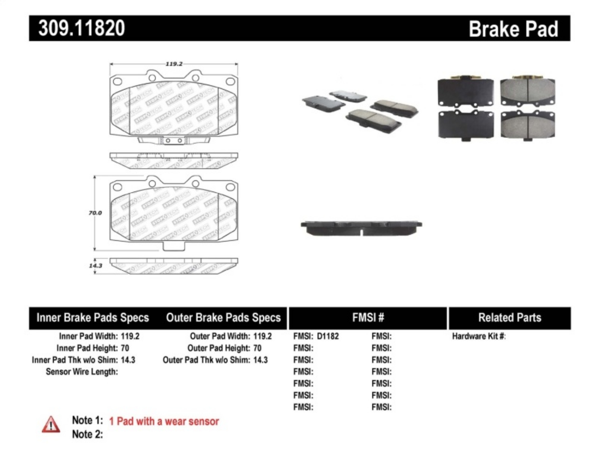 Picture of StopTech Performance 06-07 Subaru Impreza WRX-WRX STi Front Brake Pads