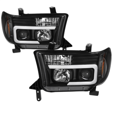 Picture of Spyder 08-13 Toyota Sequoia Projector Headlights - Light Bar DRL - Black PRO-YD-TTU07V2-LB-BK