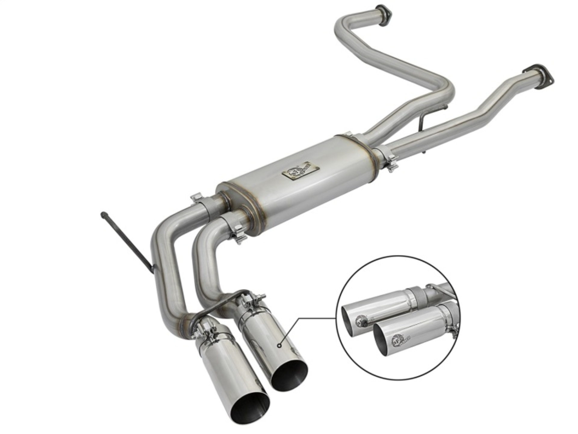 Picture of aFe Rebel Series 3in SS Cat-Back Exhaust System w- Polished Tip 04-15 Nissan Titan V8 5-6L