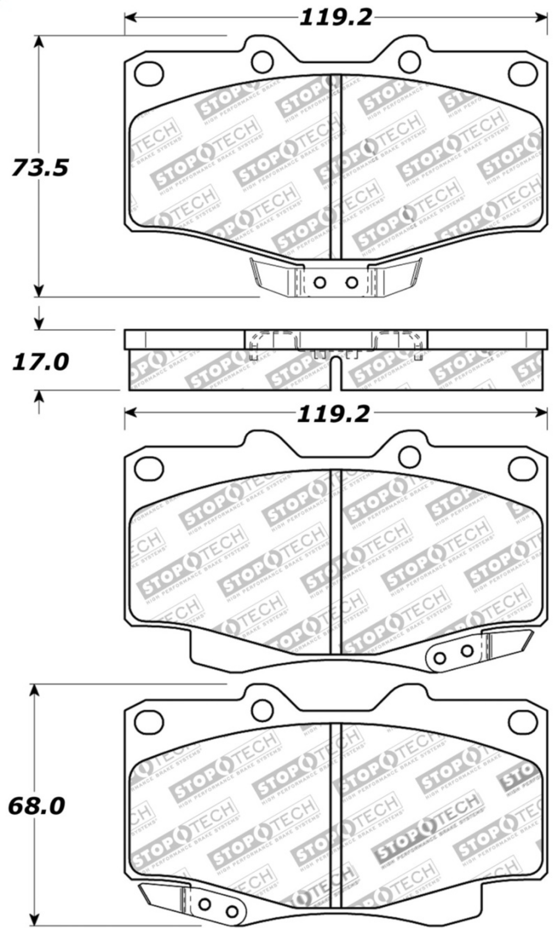 Picture of StopTech Sport Brake Pads w-Shims and Hardware - Front
