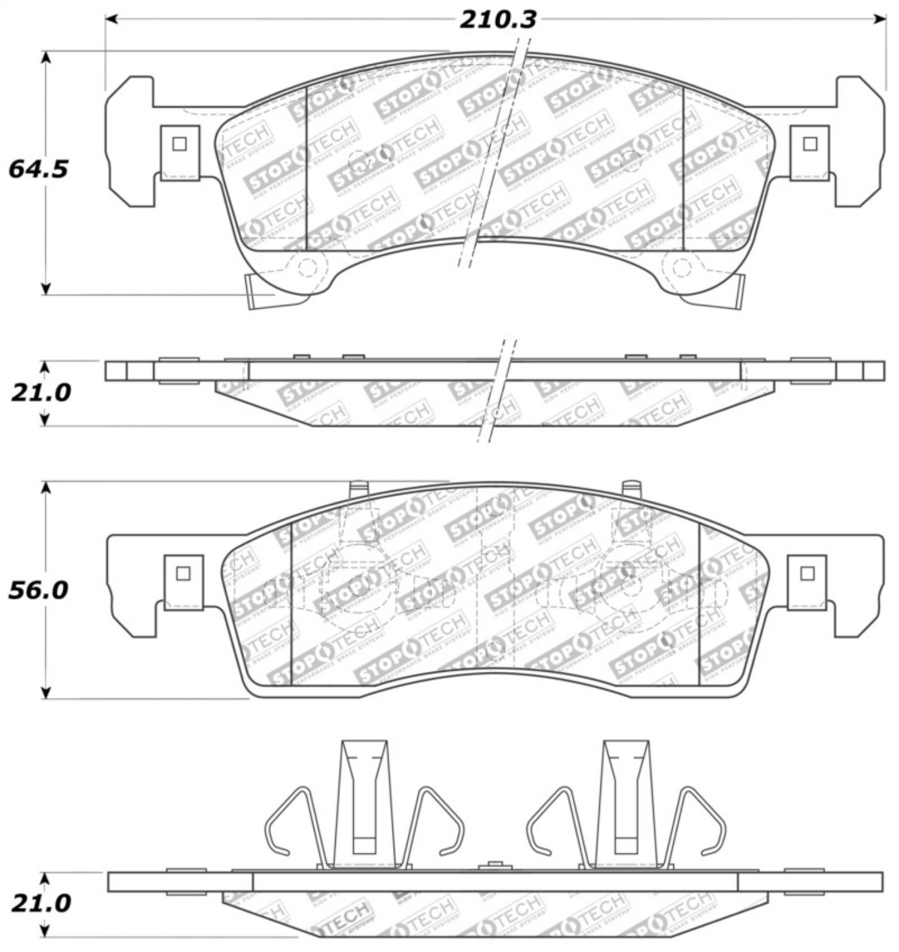 Picture of StopTech Sport Brake Pads w-Shims and Hardware - Front-Rear