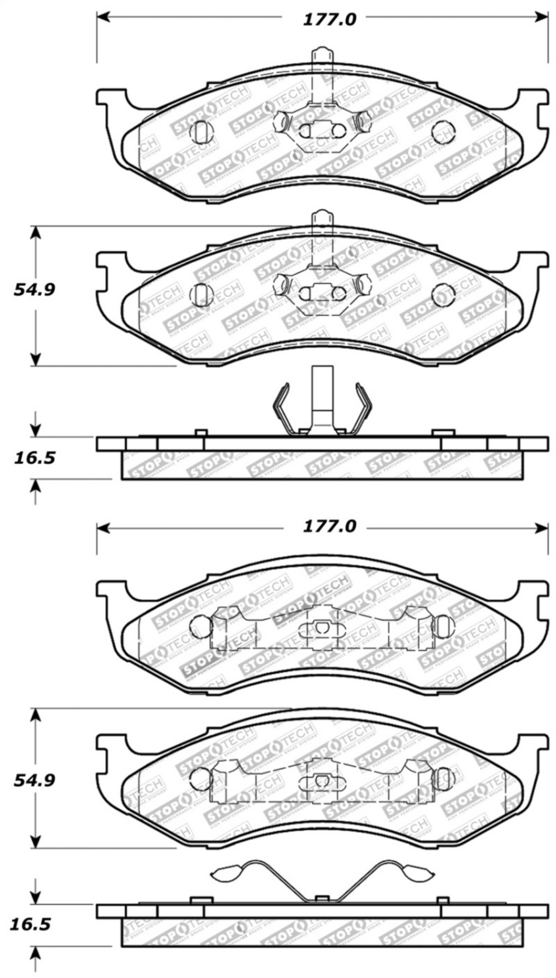 Picture of StopTech Sport Brake Pads w-Shims and Hardware - Rear