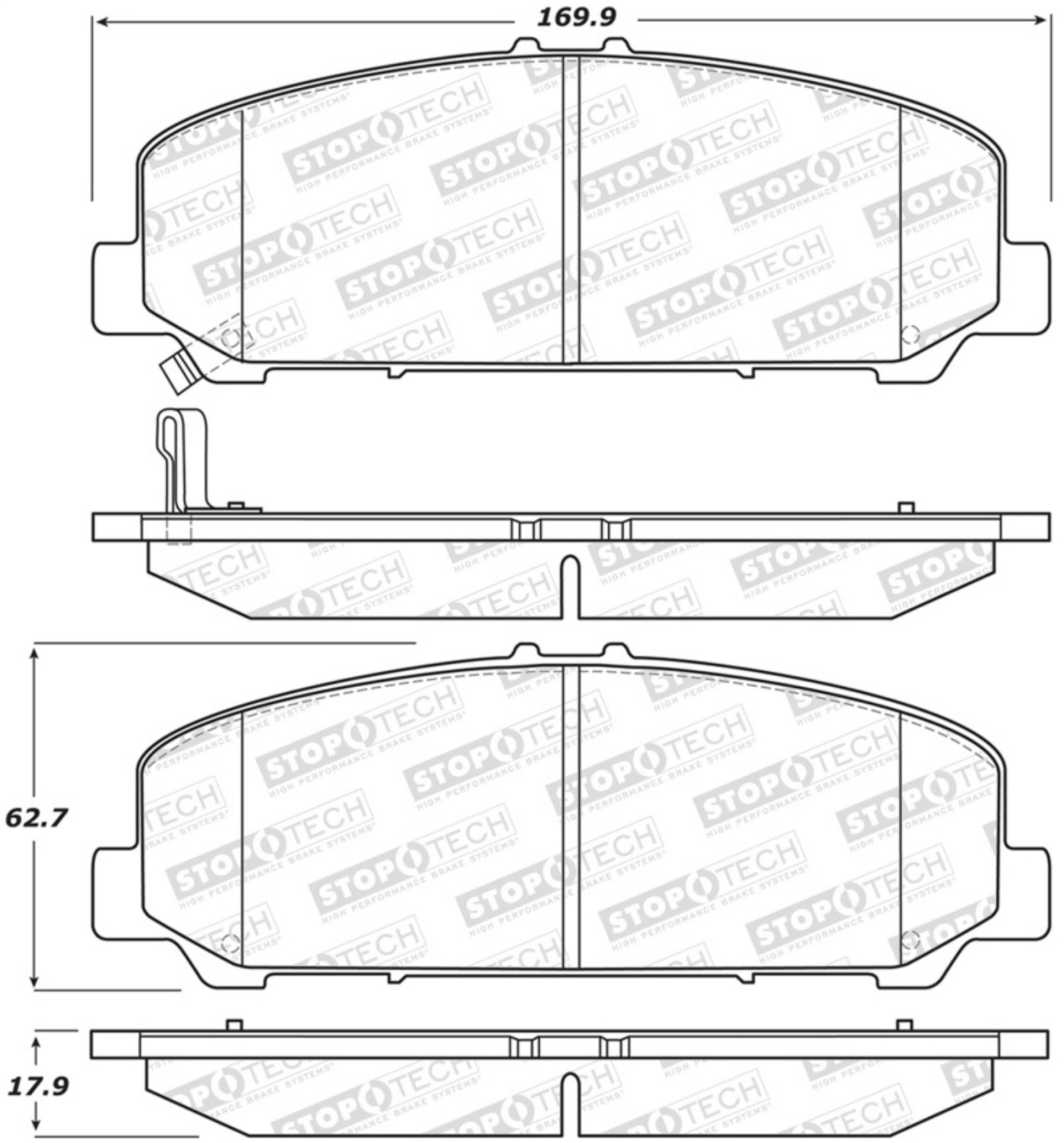 Picture of StopTech Sport Brake Pads w-Shims and Hardware - Rear