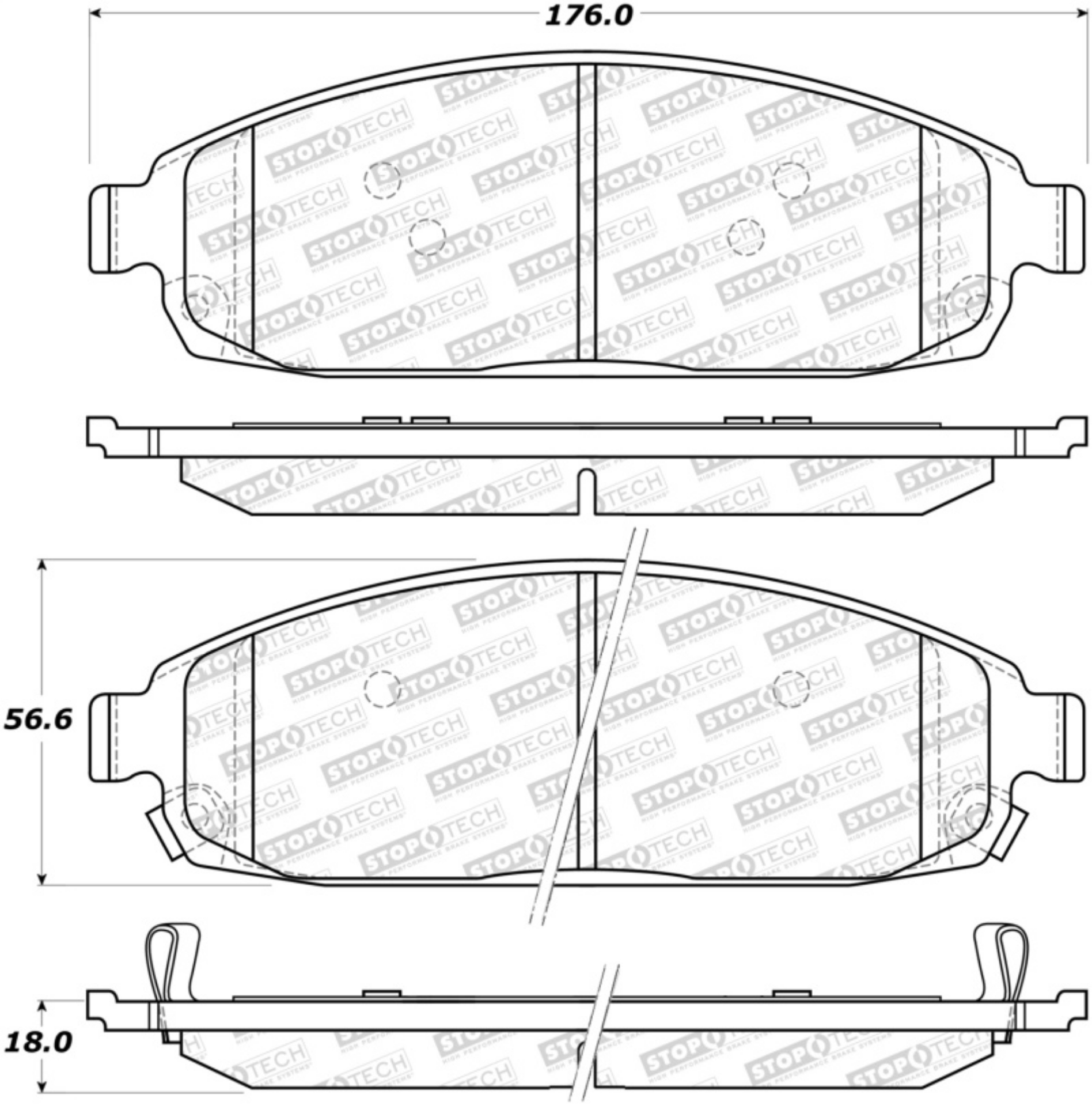 Picture of StopTech Sport Brake Pads w-Shims and Hardware - Rear