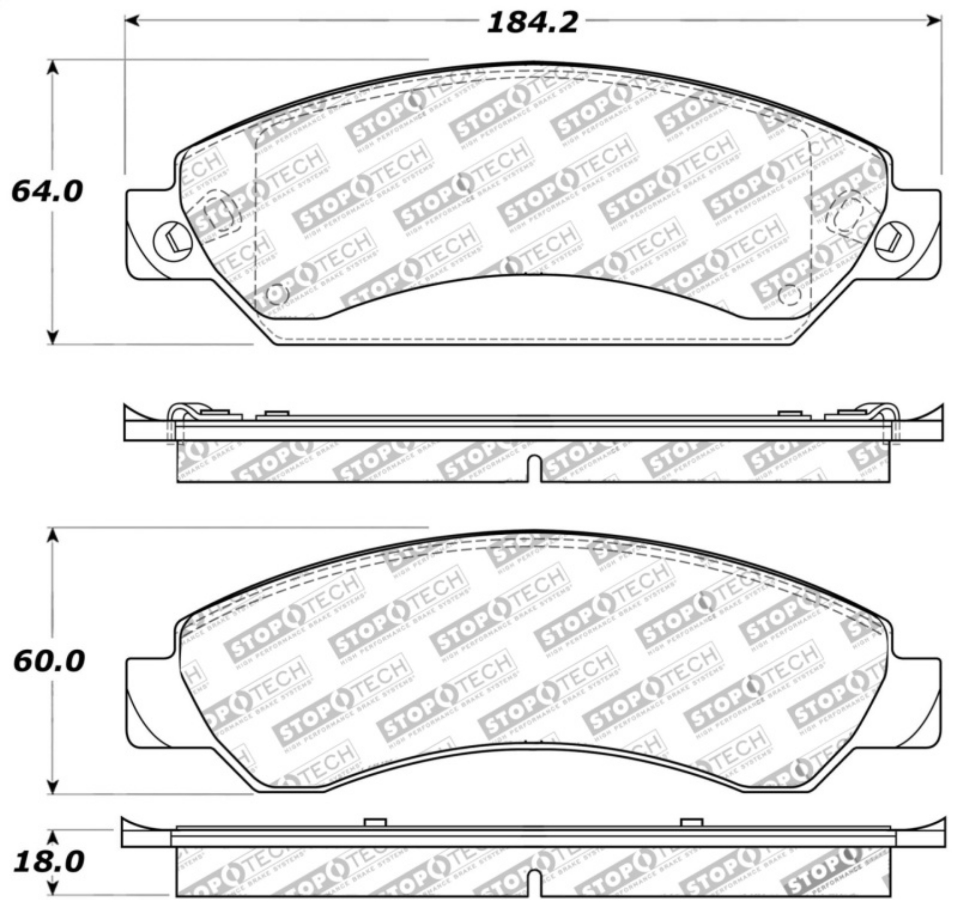 Picture of StopTech Sport Brake Pads w-Shims and Hardware - Rear