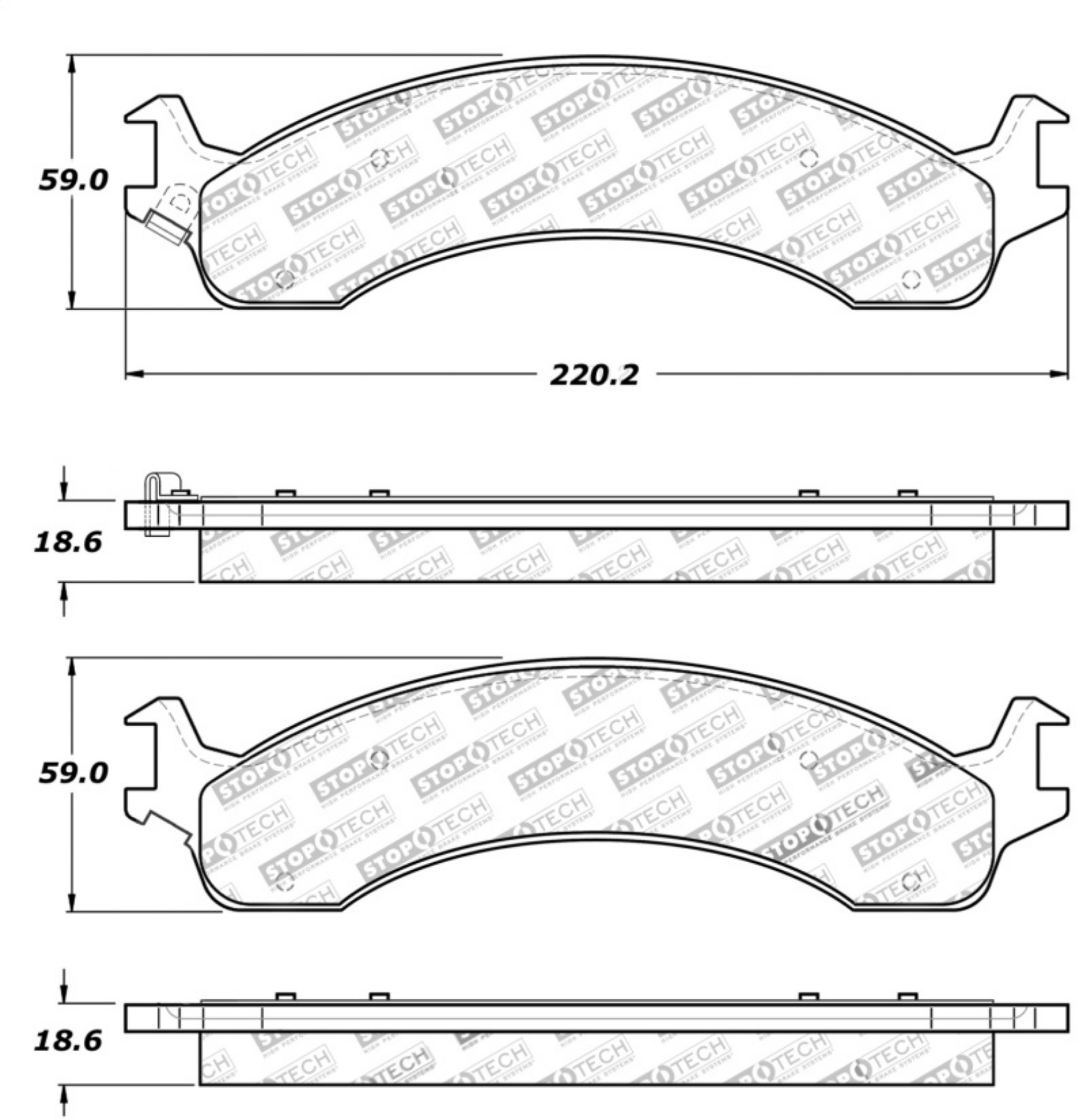 Picture of StopTech Sport Brake Pads w-Shims and Hardware - Rear