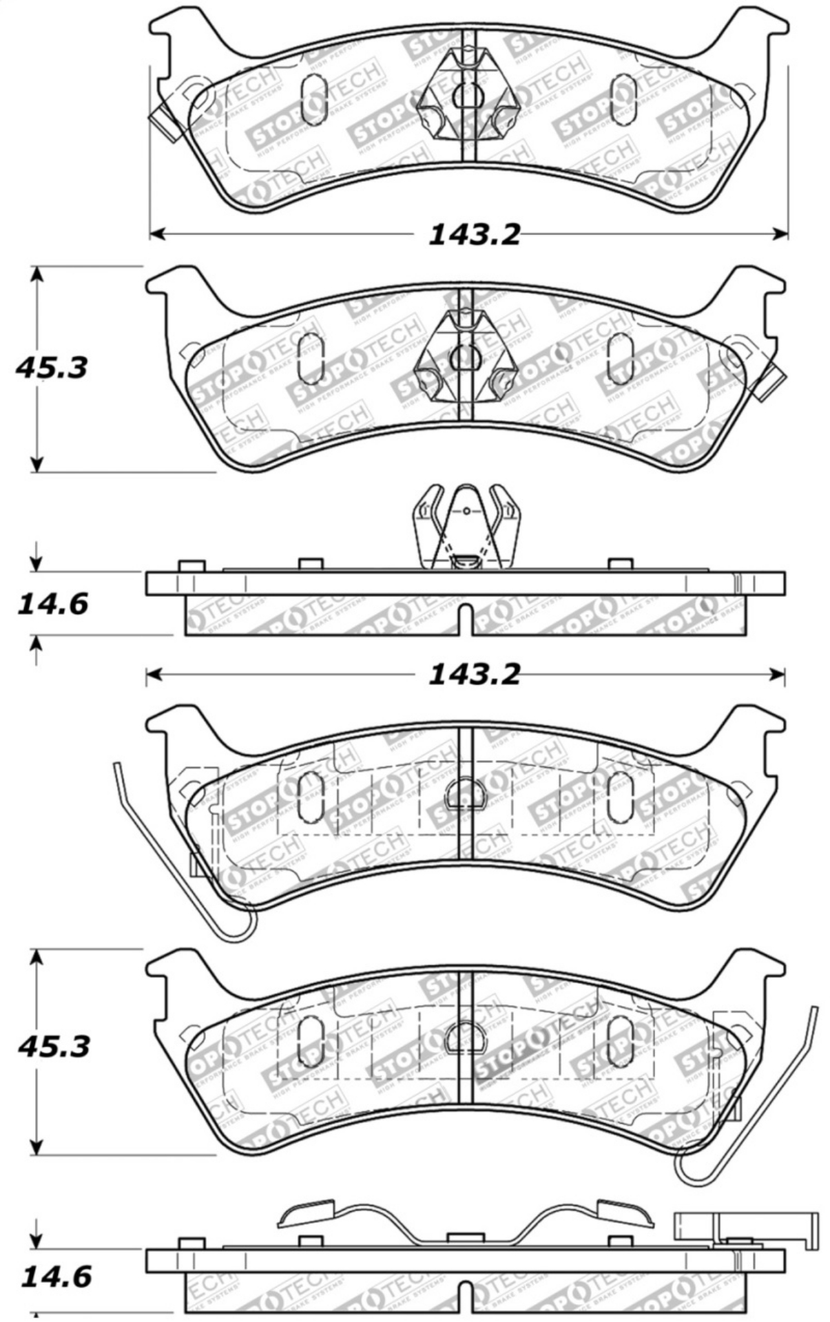 Picture of StopTech Sport Brake Pads w-Shims and Hardware - Rear