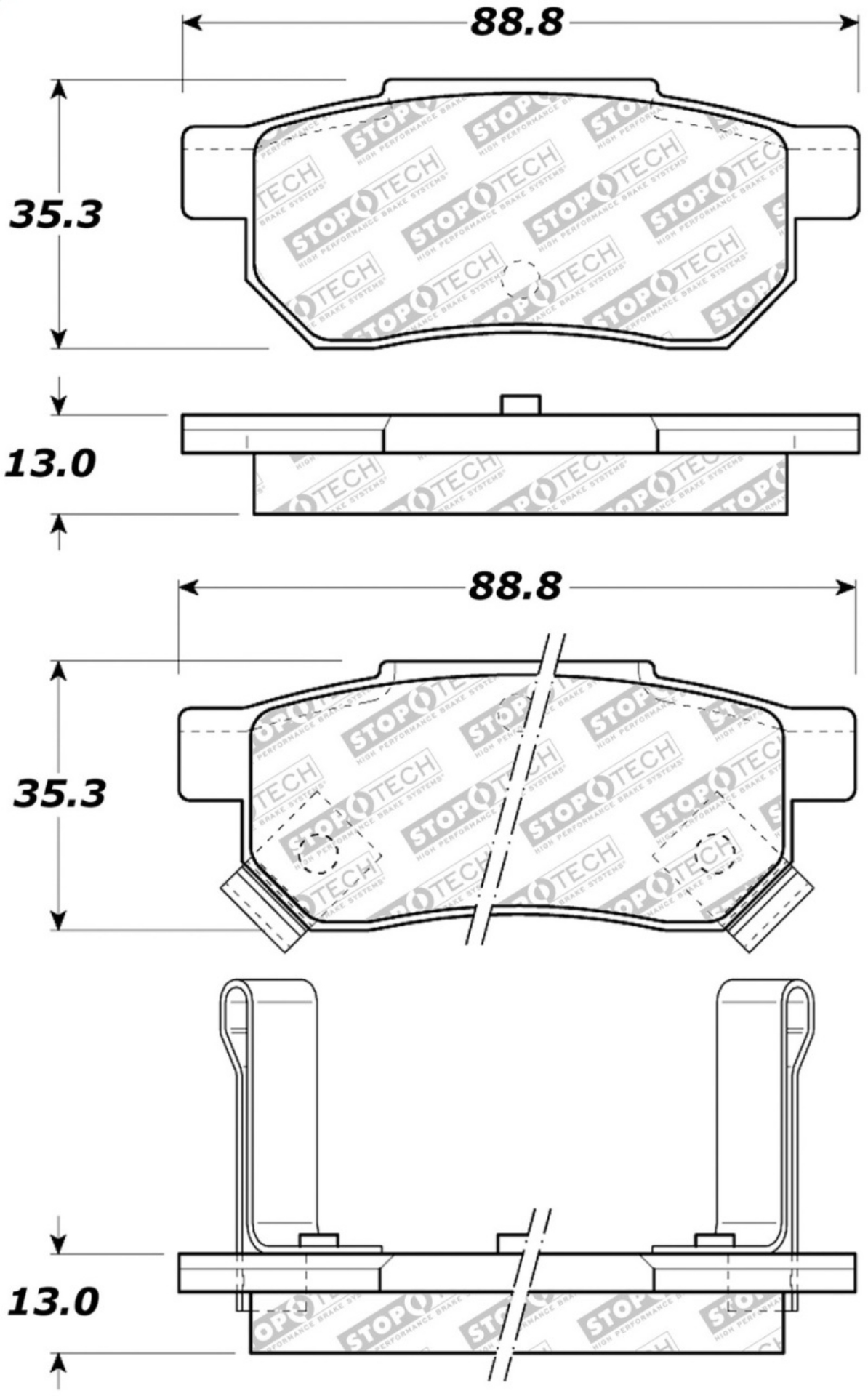 Picture of StopTech 90-01 Acura Integra Street Select Brake Pads - Rear