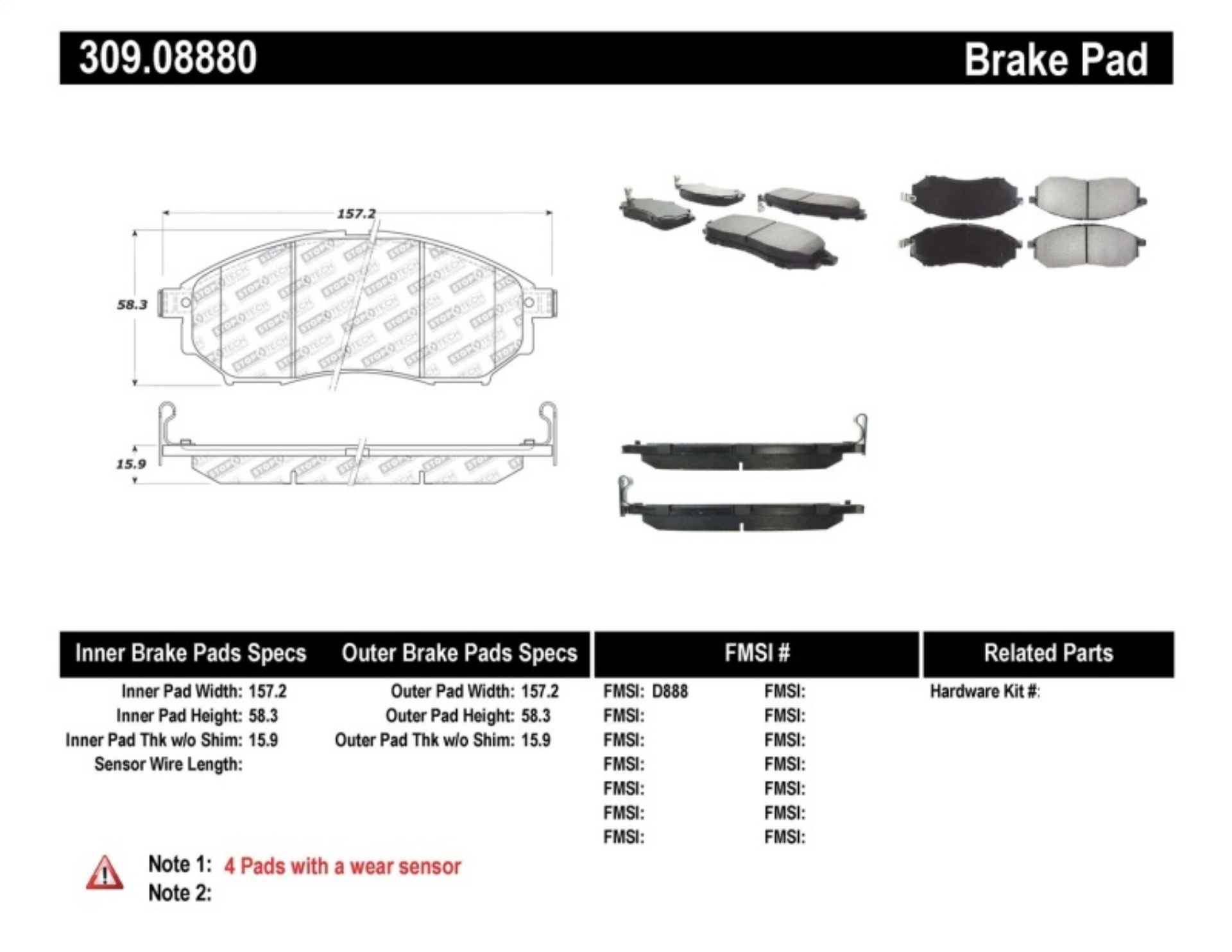 Picture of StopTech Performance 06-08 350Z w- Std Brakes - 06-08 Infiniti G35 Front Brake Pads
