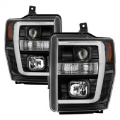 Picture of Spyder 08-10 Ford F-250 Projector Headlights V2 - Light Bar DRL LED - Black PRO-YD-FS08V2-LB-BK