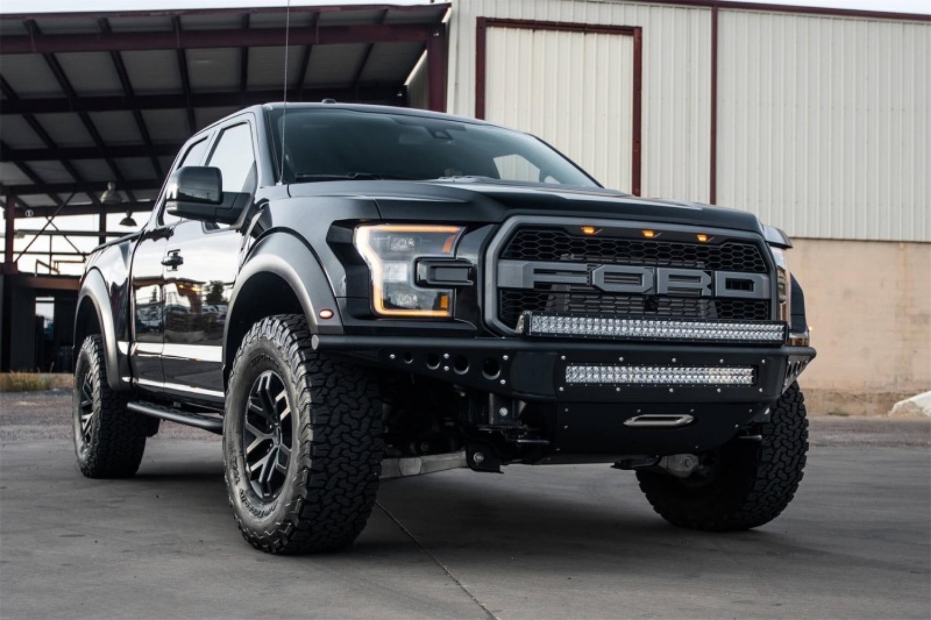 Picture of Addictive Desert Designs 17-18 Ford F-150 Raptor Venom R Front Bumper w- Winch Mount