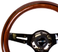 Picture of NRG Classic Wood Grain Steering Wheel 310mm Dark Wood & Black Line Inlay w-Blk Chrome 3-Spoke Ctr